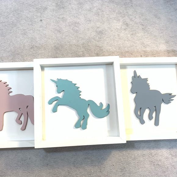 Set of 3 Tide And Tales Pastel Unicorn Wall Decor, 7" x 7" 3D - Picture 10 of 10